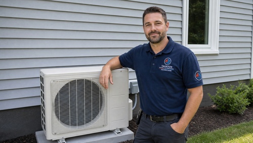 Three wall-mounted outdoor condenser units on residential property